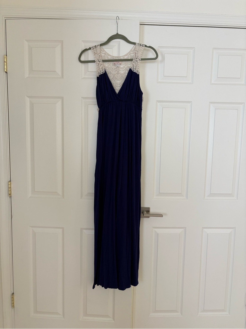 Navy Blue Maxi Dress with Lace detail